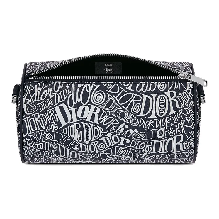 DIOR Stussy Collaboration Grained Cow Leather Messenger Bag Shoulder Bag Crossbody Bag Men's Navy-2