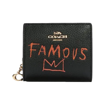 COACH Snap Wallet Leather Wallet Women's Black
