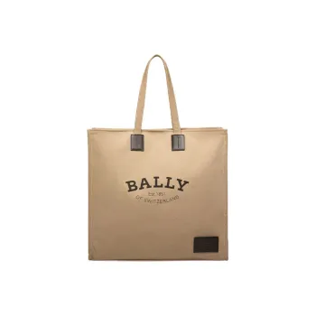 BALLY Crystalia Canvas Tote Bag Shopping Bag Canvas Bag Shoulder Bag Large Size Unisex Sandy Brown