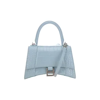Balenciaga Hourglass Cow Leather Handbag Regular Women's Blue Gray