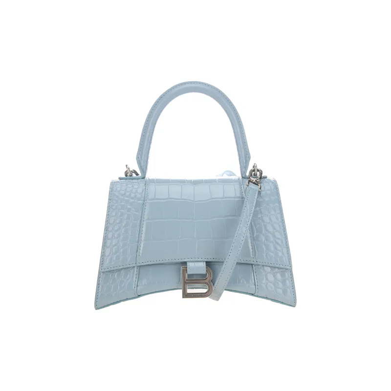 Balenciaga Hourglass Cow Leather Handbag Regular Women's Blue Gray-0