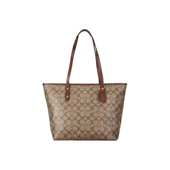 COACH City Zip Tote Artificial Leather Tote Bag Shopping Bag Handbag Shoulder Bag Women's Khaki