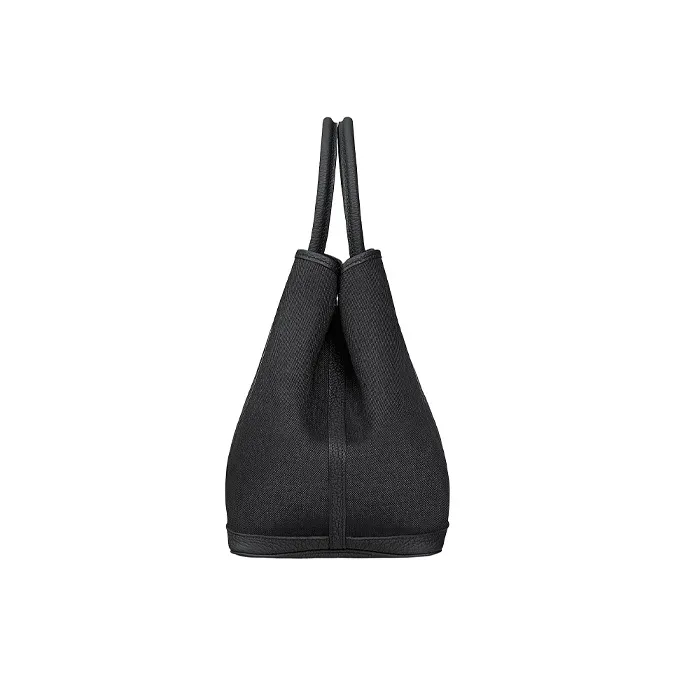 HERMES Garden Party Canvas With Negonda Calfskin Garden Handbag Unisex Black-2