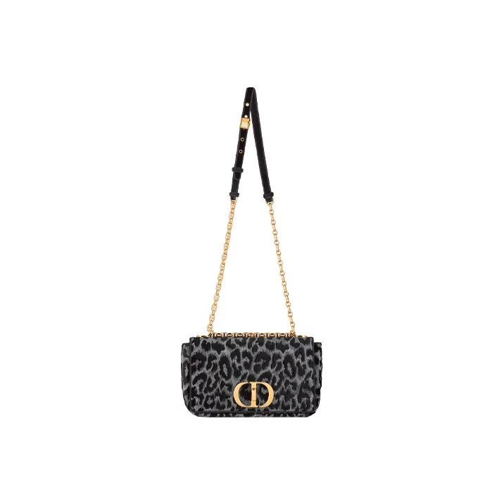 DIOR Velour Chain Shoulder Bag, Crossbody Bag Medium Size Women's Gray-1