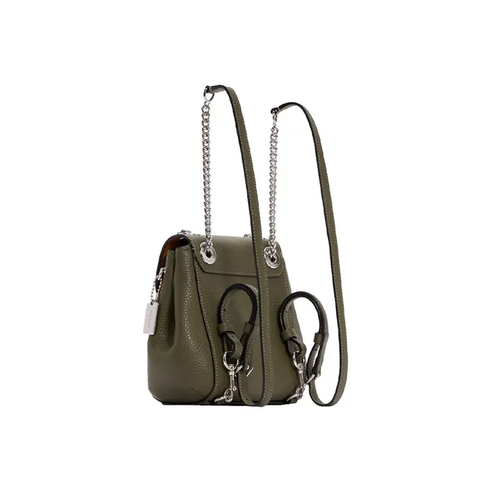 COACH Convertible Cow Leather Crossbody Bag, Backpack Large Size Women's Olive Green-1