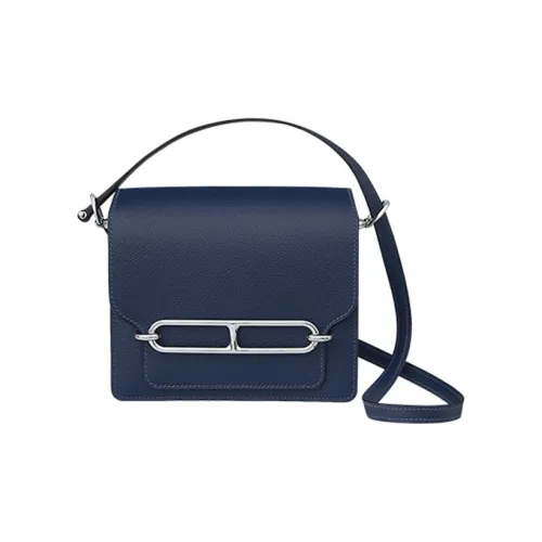 HERMES Roulis Calfskin Pig Nose Shoulder Bag, Crossbody Bag Mini Women's Midnight Blue