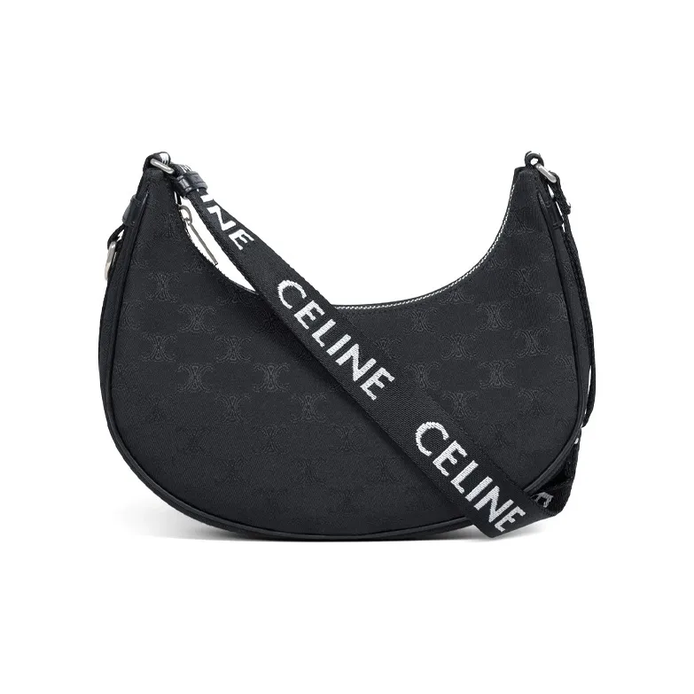 CELINE Cow Leather Handbag Shoulder Bag Handbag Shoulder Bag Medium Size Men's Black-1