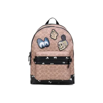 COACH Academy Canvas Backpack Large Size Unisex Khaki Monogram