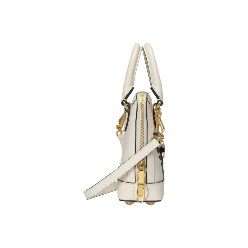GUCCI Horsebit 1955 Leather Handbag Mini Women's White-4