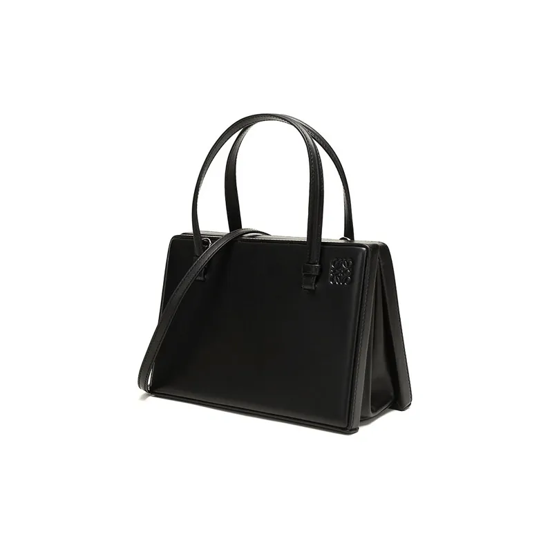 LOEWE Postal Bag Natural Cow Leather Handbag Shoulder Bag Crossbody Bag Small Size Women's Black-4