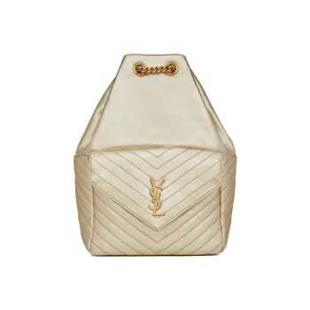 SAINT LAURENT Calfskin Backpack Women's Light Pink/Light Gold