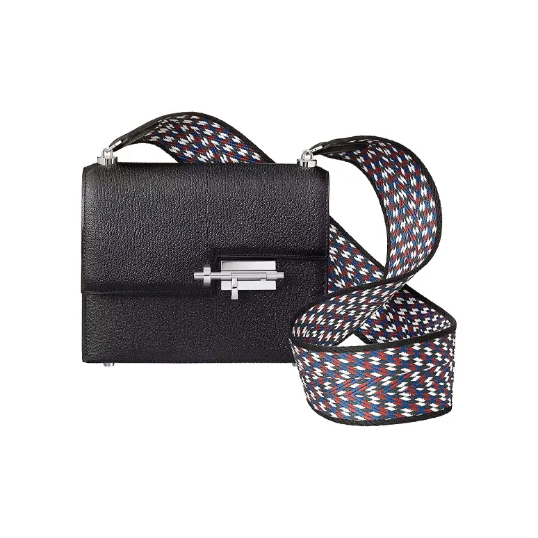 HERMES Verrou Mysore Goat Skin Gun Bag Shoulder Bag Crossbody Bag Mini Women's Black-0