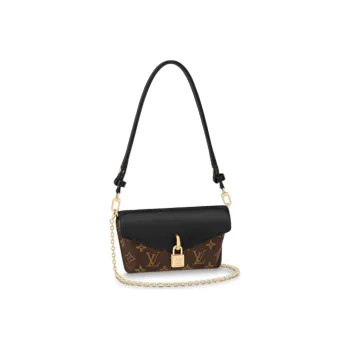 LOUIS VUITTON Padlock On Strap Canvas Cow Leather Patchwork Lockhead Shoulder Bag Handbag Regular Women's Brown Black