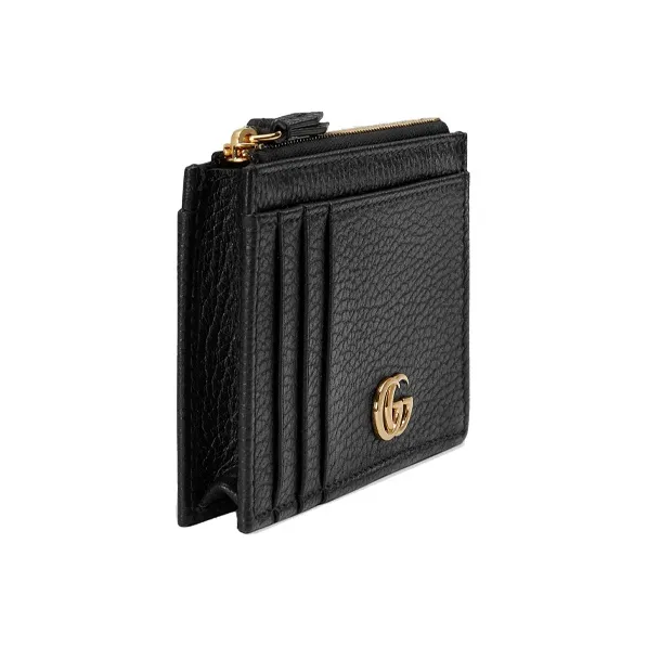 GUCCI GG Marmont Leather Card Holder, Coin Purse Women's Black-1