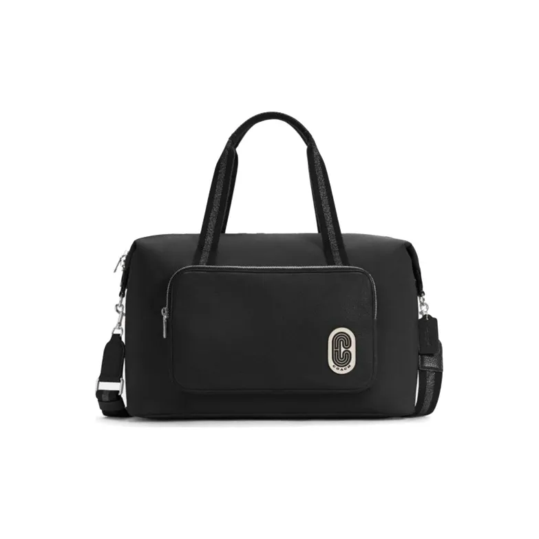 COACH Court Canvas Portable One Shoulder Travel Bag, Crossbody Bag Large Size Unisex Black-0