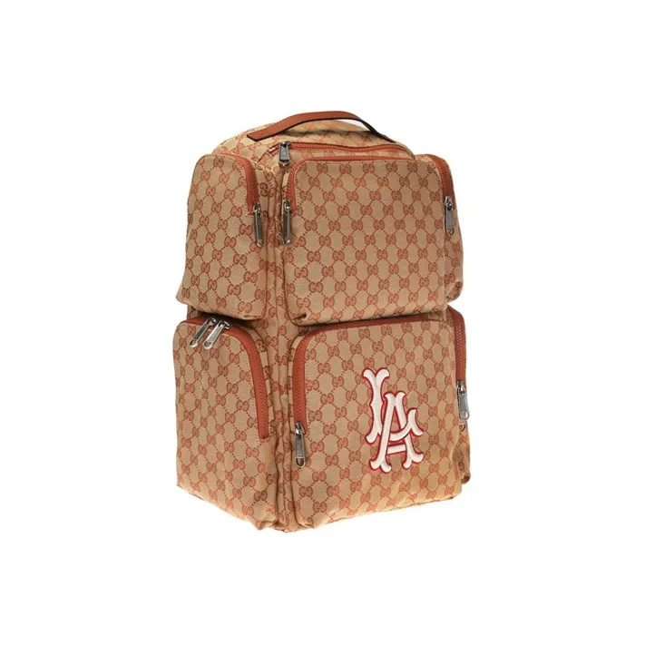 GUCCI LA Angels Los Angeles Angel Collaboration Canvas With Leather Backpack Regular Unisex Ebony/Brown-2