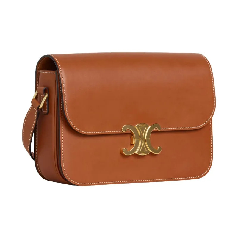 CELINE Cow Leather Handbag, Shoulder Bag, Crossbody Bag Medium Size Women's Tawny-1