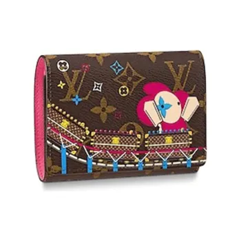 LOUIS VUITTON Victorine Wallet Monogram 6 Card Slot Vivienne Holiday Rose Pivoine Pink