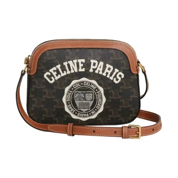 CELINE Triomphe Artificial Leather Camera Bag Shoulder Bag Crossbody Bag Small Size Women's Tawny