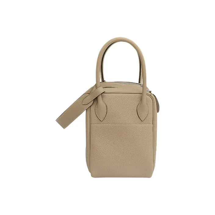 HERMES Lindy Taurillon Clemence Leather Handbag Shoulder Bag Women's Trench Coats In Beige-2