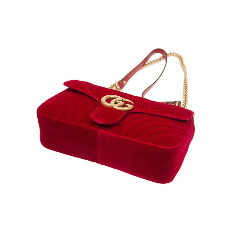 GUCCI Marmont Velour Crossbody Bag, Shoulder Bag Women's Red-2