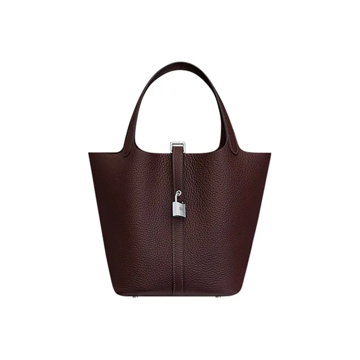 HERMES Picotin Cow Leather Basket Bag Handbag Bucket Bag Women's 0G Rouge Sellier Saddle Red-0