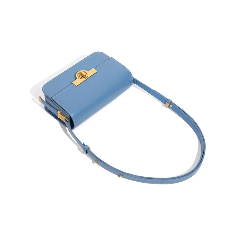 Miss Kung Cow Leather Women's Versatile Summer Bag Trumpets Women's Blue-2