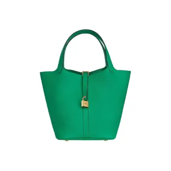 HERMES Picotin Lock TC Leather Cow Leather Basket Bag Handbag Bucket Bag Women's 6W Menthe Mint Green