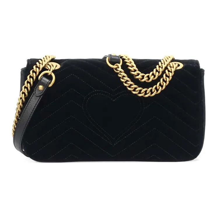 GUCCI Marmont Quilted Suede Chain Bag Crossbody Bag Shoulder Bag Women's Black-2