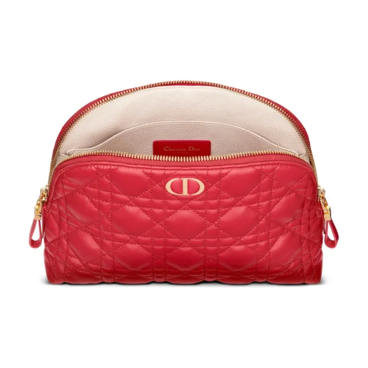 DIOR Sheepskin Makeup Bag Women's Red-2