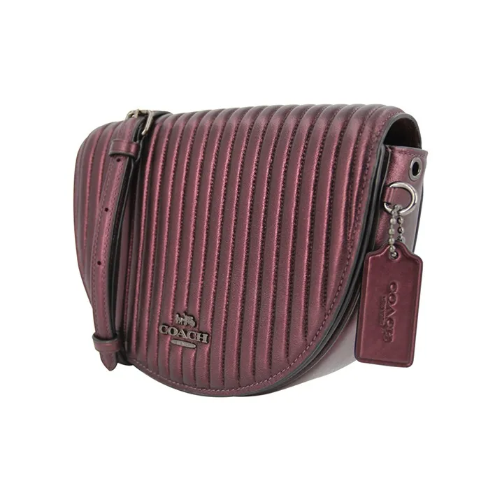 COACH Ellen Leather Saddle Bag, Shoulder Bag, Crossbody Bag Small Size Women's Purple-1