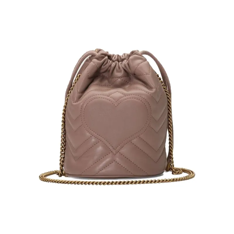 GUCCI GG Marmont Quilting Leather Bucket Bags Crossbody Bag Shoulder Bag Women's Nude Pink-1