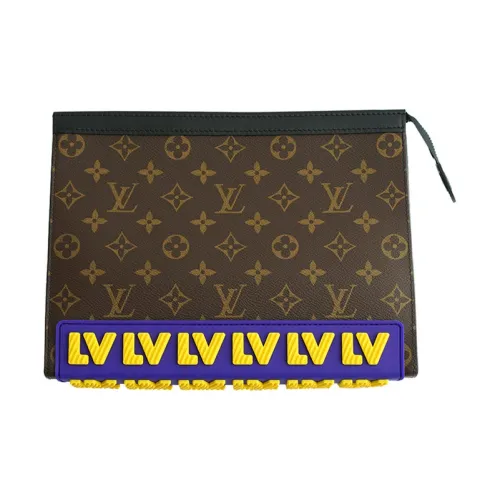 LOUIS VUITTON Canvas Rubber Old Flower No. 26 Clutch Brown Unisex 