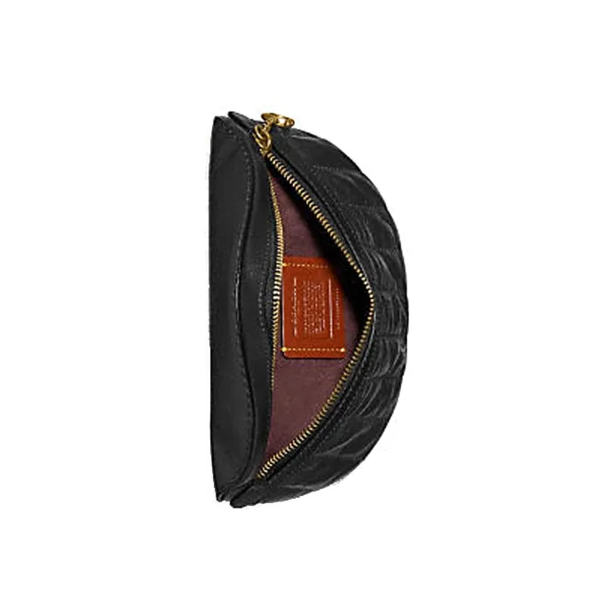 COACH Quilted Leather Shoulder Bag, Crossbody Bag, Fanny Pack Trumpets Women's Black-2