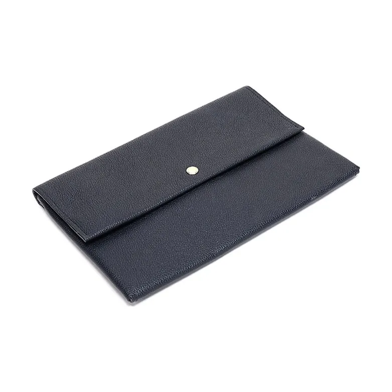 COACH Envelope Leather Clutch Large Size Women's Black-3
