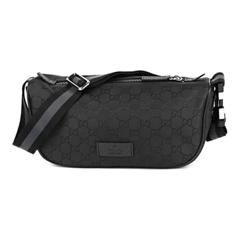 GUCCI GG Monogram Nylon Fanny Pack Cross Body Bag Men Black