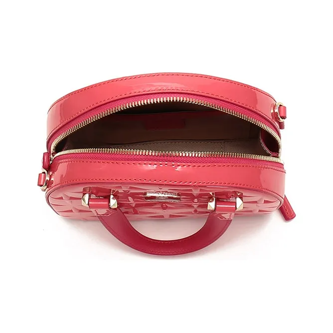 MCM Essential Visetos Origina Shiny Leather Portable Crossbody Bag, Shoulder Bag Mini Women's Watermelon Red-5