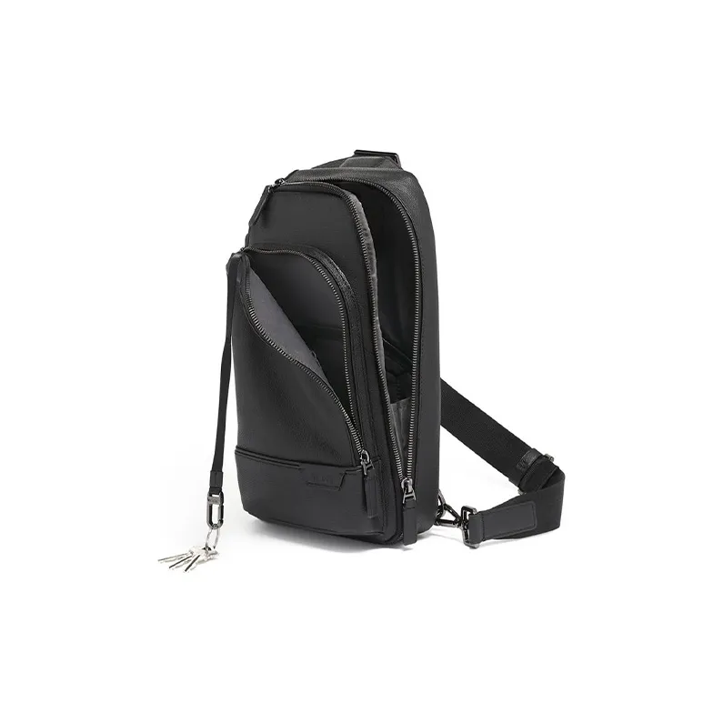 TUMI Leather Sling Bag Men's Black-1