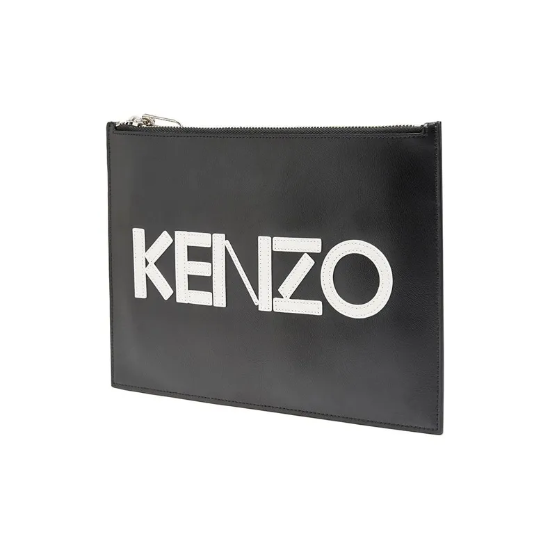 KENZO Cow Leather Handbag Clutch Men's Black-1