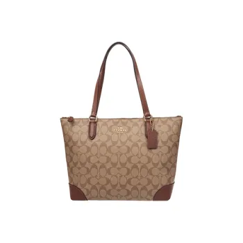 COACH PVC Tote Medium Size Women's Dark Brown & Brown Monogram