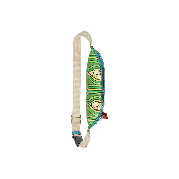 GUCCI The North Face Collaboration Nylon With Leather Fanny Pack Unisex Green Blue-4