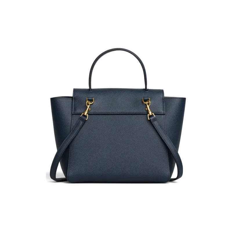 CELINE Belt Grained Cow Leather Handbag One Shoulder Handbags Nano Women's Haze Blue-2