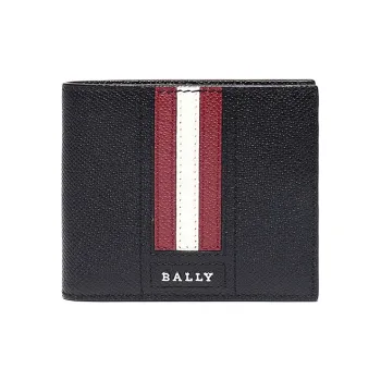 BALLY Cow Leather Wallet Men's Black Red White Stripes
