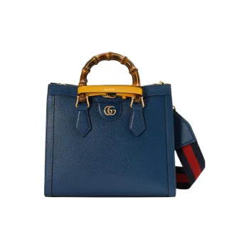 GUCCI Diana Leather Tote Bag, Shopping Bag, Shoulder Bag, Crossbody Bag, Handbag Small Size Women's Blue