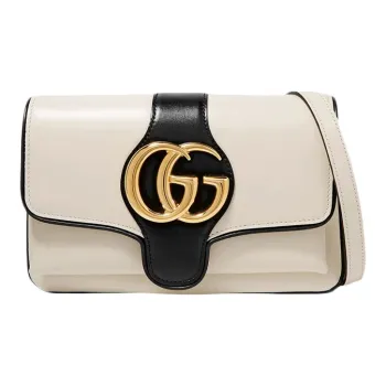 GUCCI Arli Cow Leather Shoulder Bag Crossbody Bag Small Size Women's White/Black