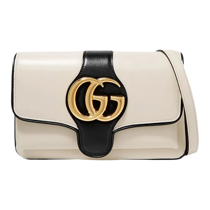 GUCCI Arli Cow Leather Shoulder Bag Crossbody Bag Small Size Women's White/Black-0