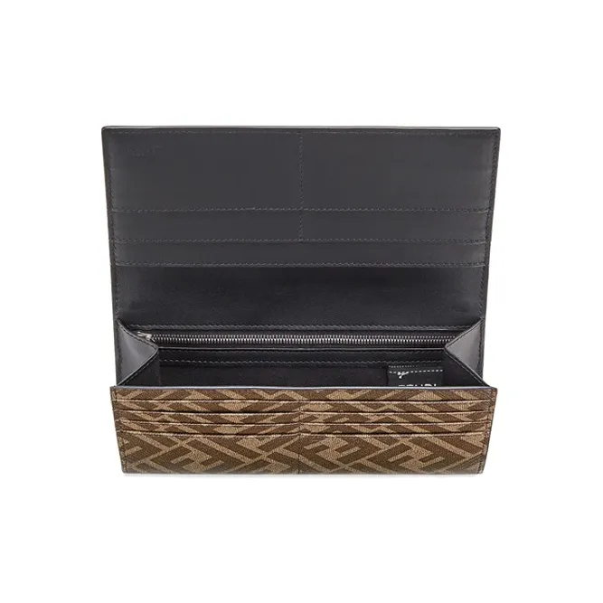 FENDI Coated Canvas With Leather Wallet Men's Brown-3