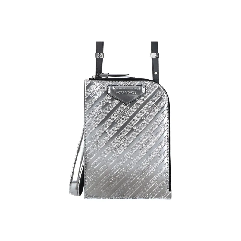 Givenchy Cow Leather Clutch Men's Silver-1