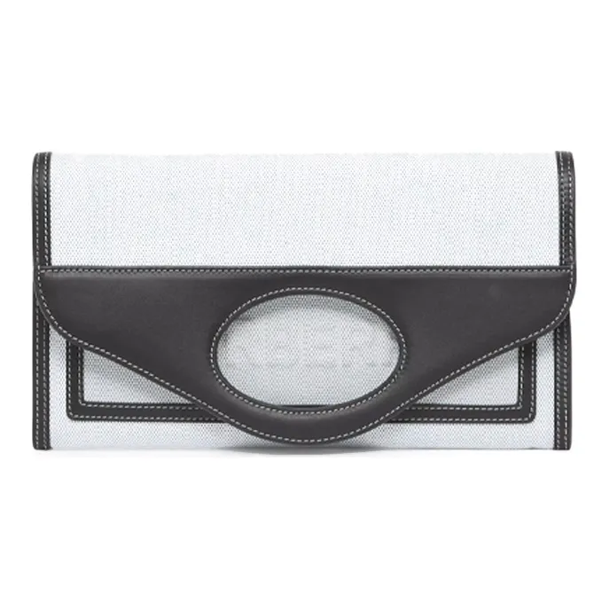 Burberry Pocket Bag Canvas With Leather Handbag Canvas Bag Clutch Small Size Unisex Blue-2
