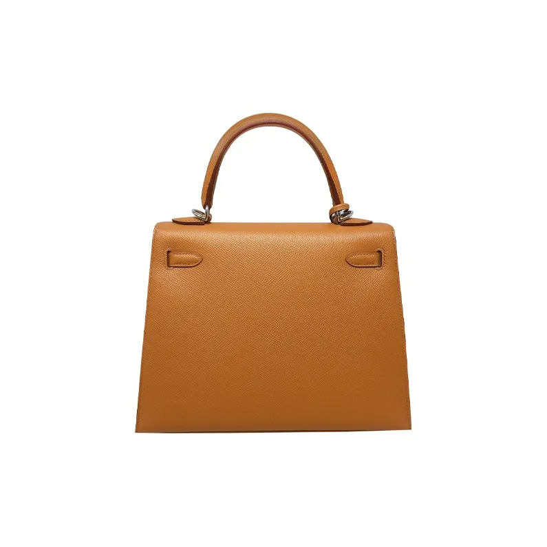 HERMES Epsom Leather Kelly Bag Handbags Women's Golden Brown With 9D Amber Yellow-2